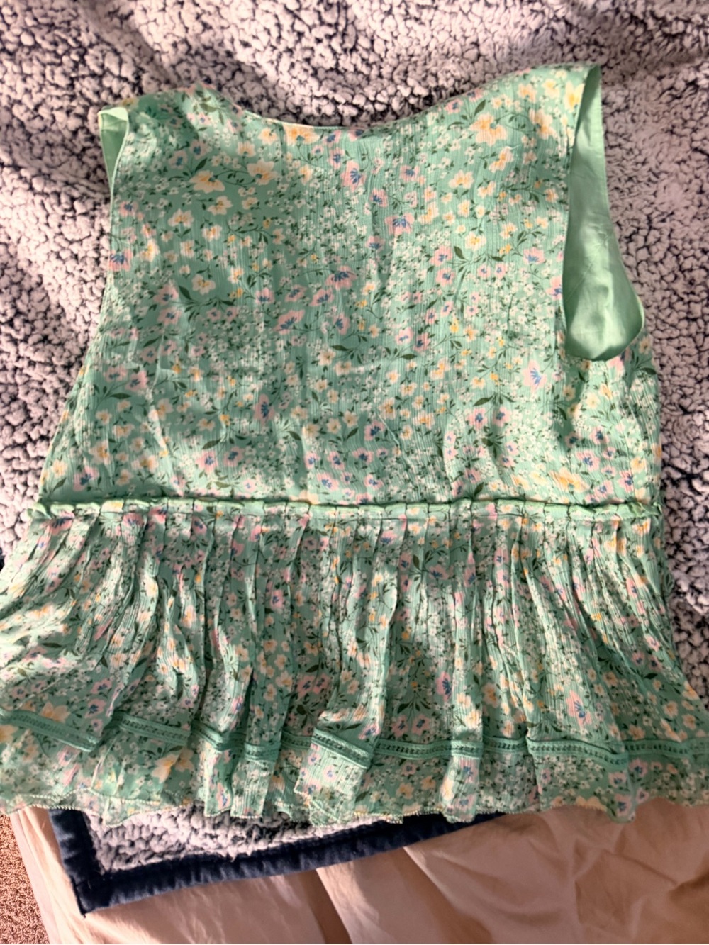 Lucky Brand Women’s M Mint Green Floral Peplum Sleeveless Top - Picture 6 of 10